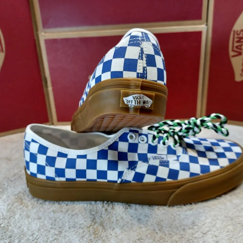 Vans Men's 9.5/Women's 11 Authentic Blue/Gum Checkerboard VN0009PVY6Z